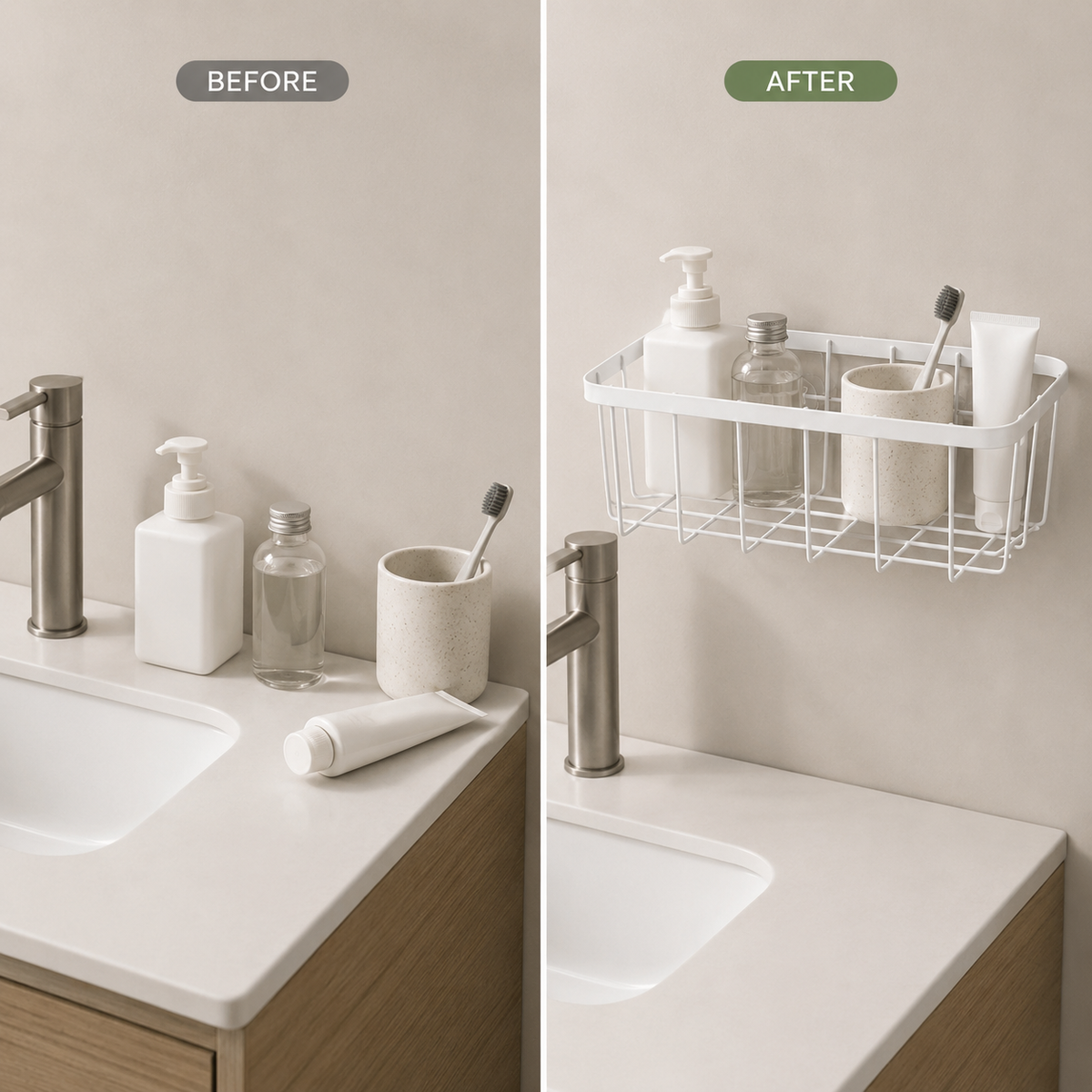 Wall Mounted Bathroom Storage Basket, Multipurpose Wall Storage Basket, Space Saving Bathroom Wall Shelf
