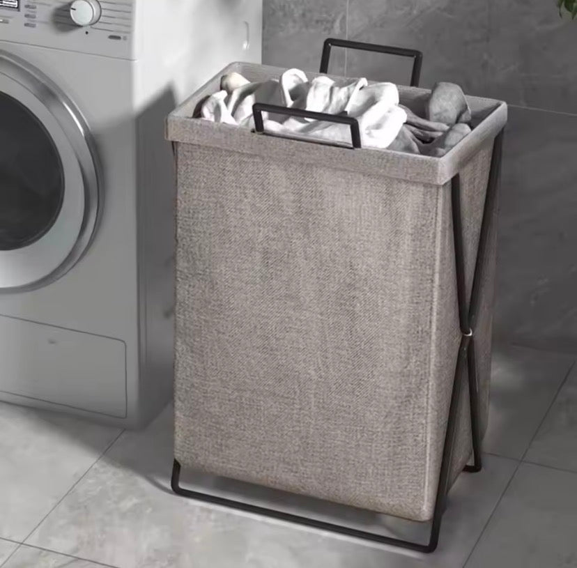 Large Capacity Foldable Iron Frame Laundry Basket, Waterproof Dirty Clothes Storage Basket, Laundry Hamper