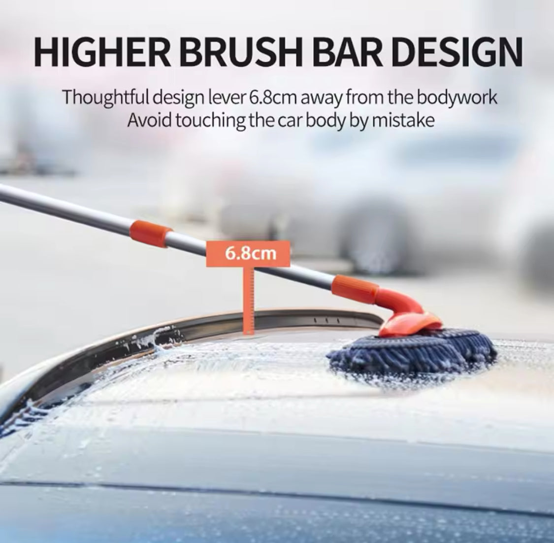 360° Rotation Car Washing Cleaning Brush, Long Handle  Car Wash Mop, Telescopic Microfiber Mop