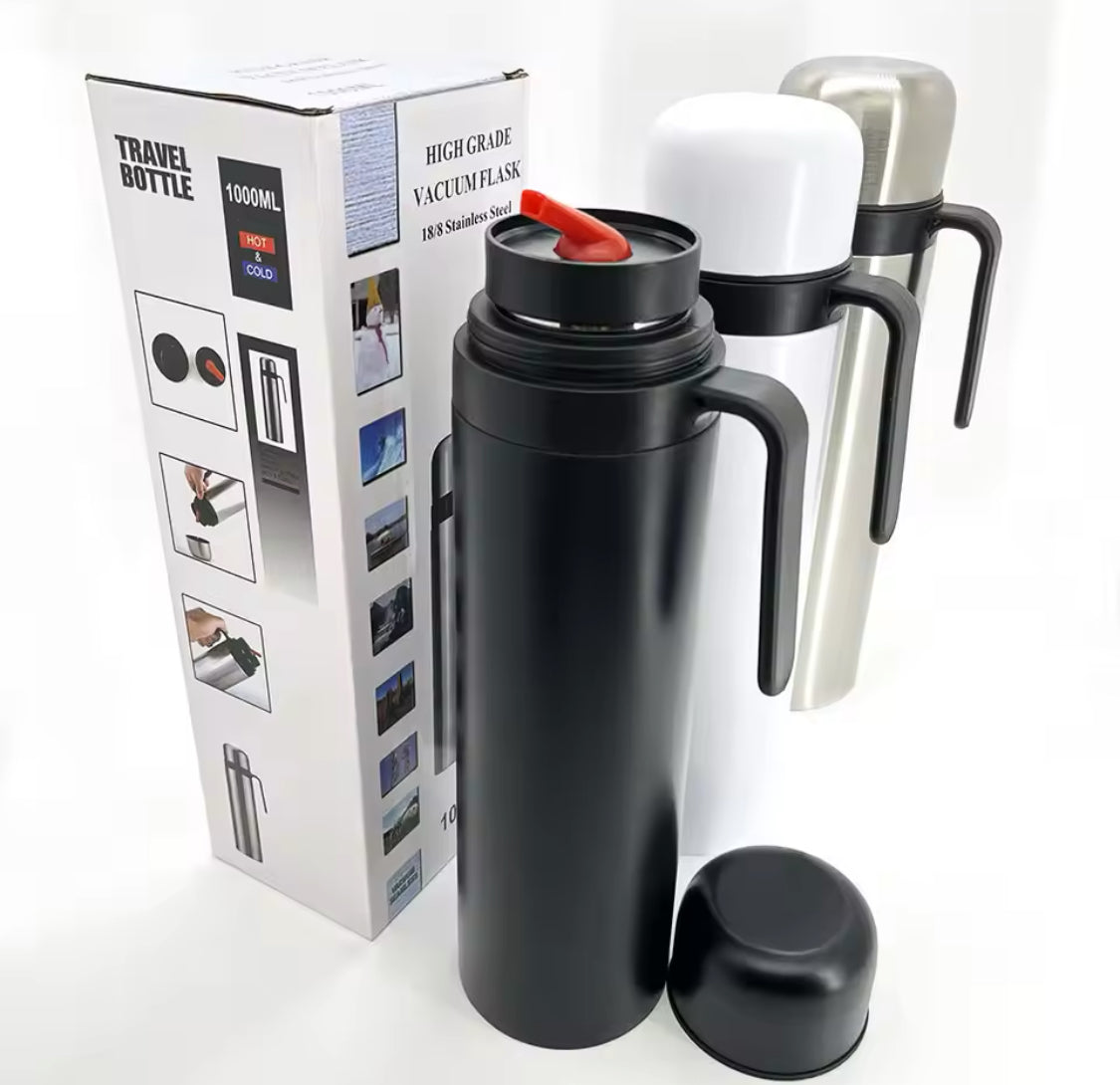 1000ml Vacuum Flask Yerba Mate Thermos, Heat Insulated Water Bottle, Stainless Steel Thermal Kettle