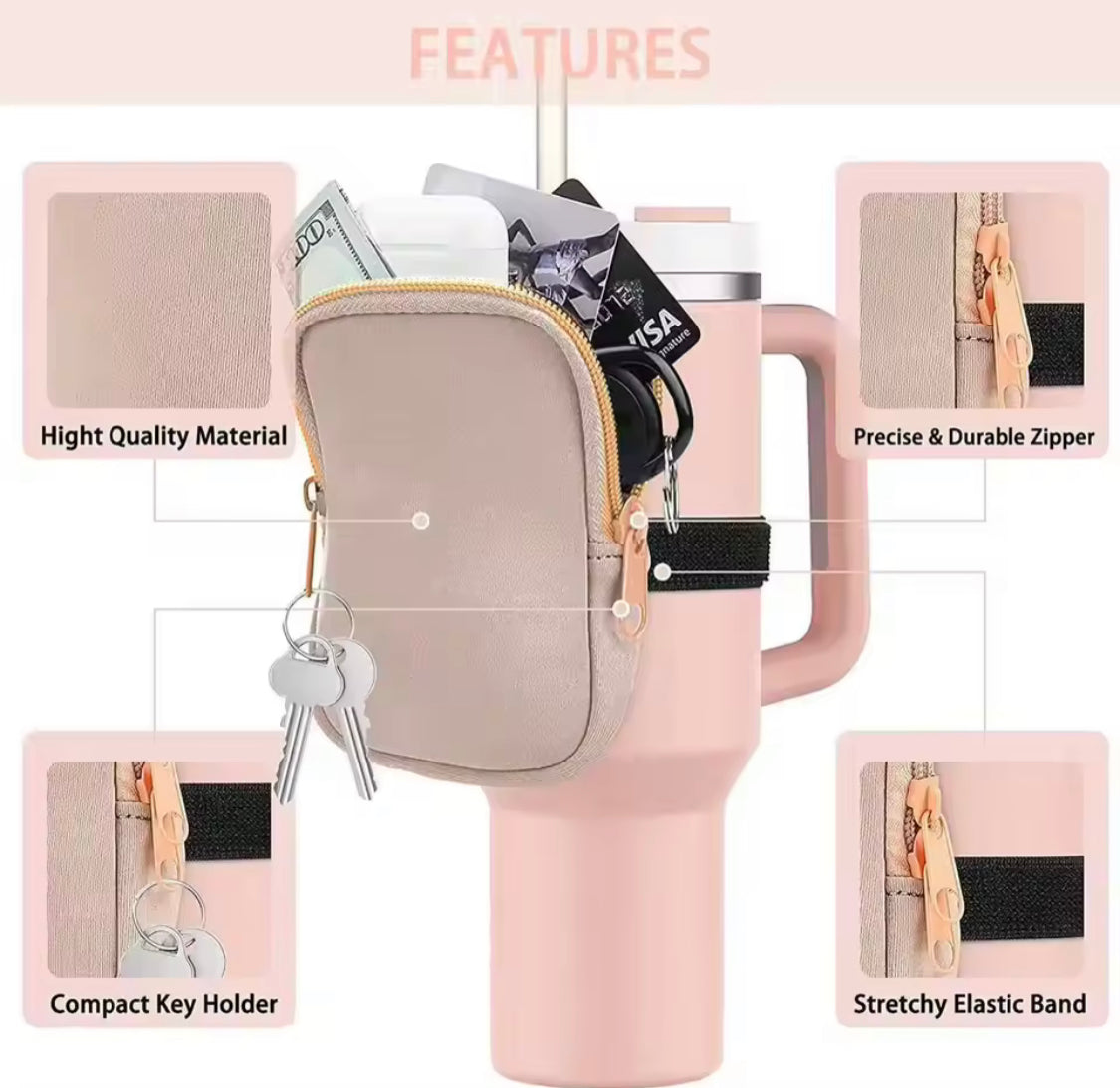 New Handheld Water Bottle Pouch, Sports Water Bottle Zipper Bag, Tumbler Handheld Storage Bag