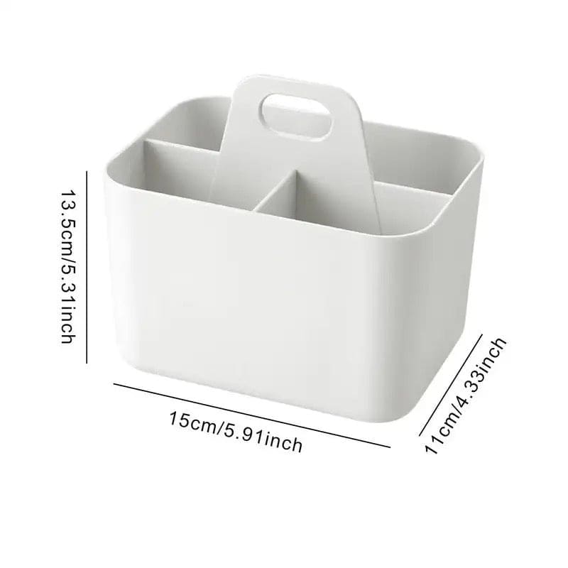 3 Compartment Shower Container, Portable Desktop Storage Box, Multifunction Divided Organizer, Countertop Storage Box With Handle, Multipurpose Stackable Storage Box