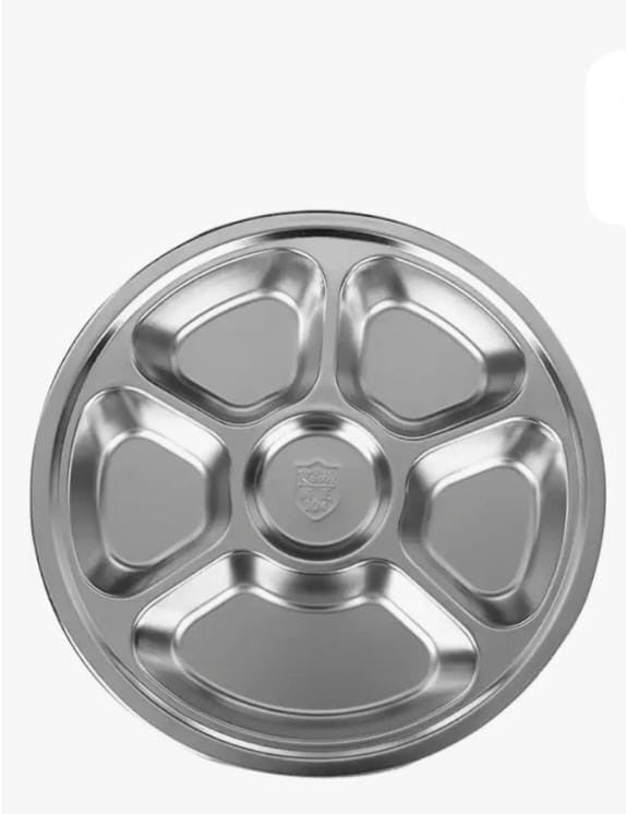 Stainless Steel Round Divided Dinner Plate, Stainless Steel Slow Feeding Bowl, Stainless Steel Snack Plate