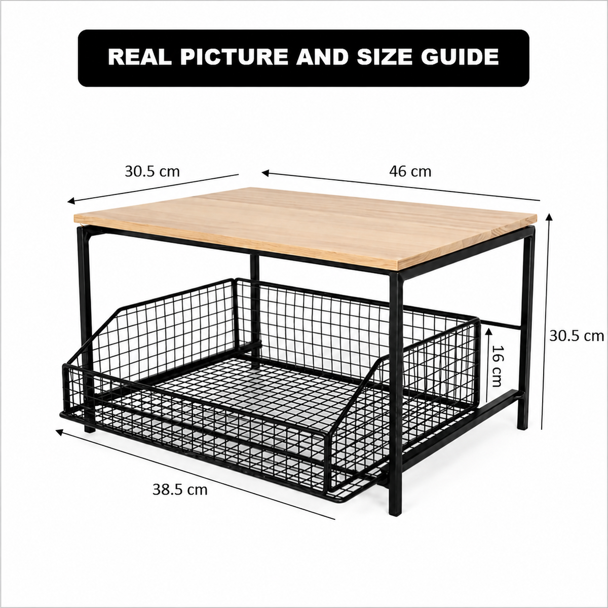 Countertop Pull Out Sliding Drawer Basket, Sliding Kitchen Counter Organizer, Kitchen Appliances And Spice Storage Rack