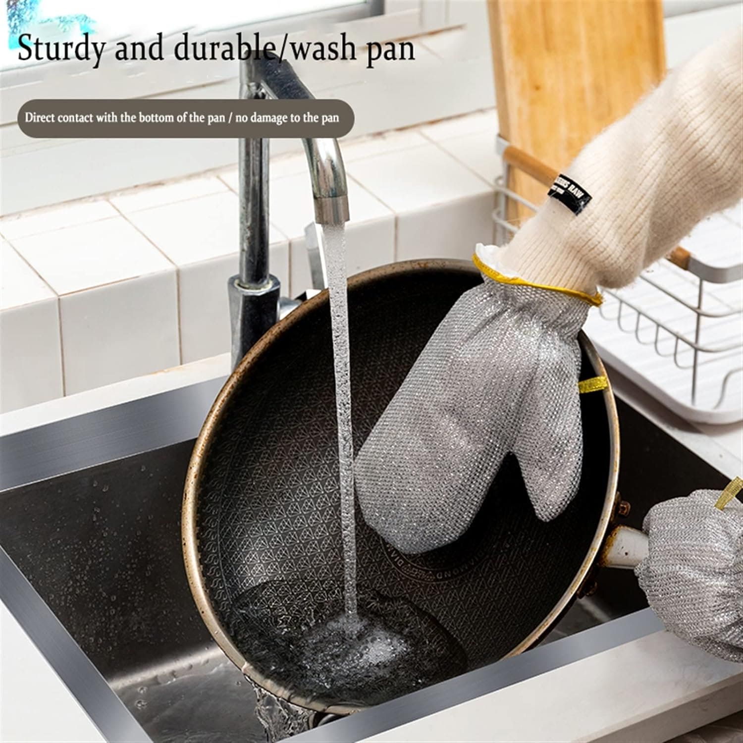 Steel Wire Dishwashing Glove, Multipurpose Anti Swiss Cleaning Rag, Waterproof Kitchen Cleaning Gloves, Oil-free, Silver Wire Dish Cleaning Glove, Multifunctional Non-Scratch Wire Dish Cloths