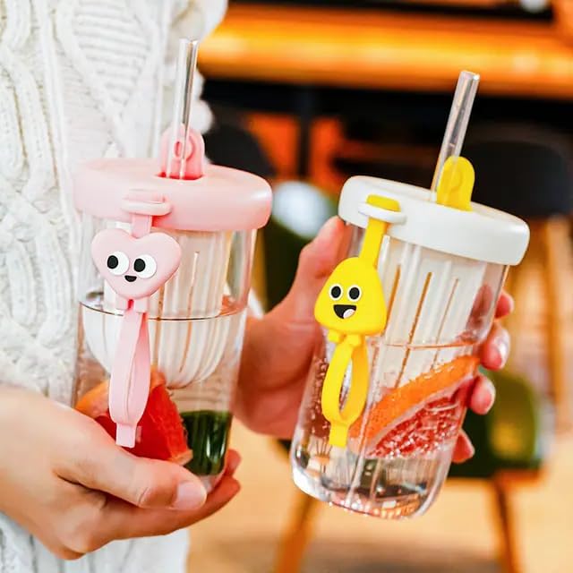 Funny Filter Straw Cup, 500ml Water Glasses With Fruit Tea Isolator Cup, Portable Tea Separation Cold Extract Water Cup