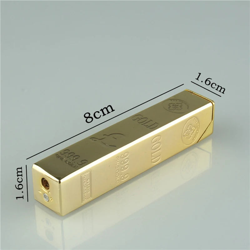 Gold Bar Long Lighter, Luxury 999 Gold Brick Jet Gas Lighter, Refillable Butane Gas Lighter, Gold Polishing Cigarette Cigar Pocket Lighter, Inflated Smoke Lighter