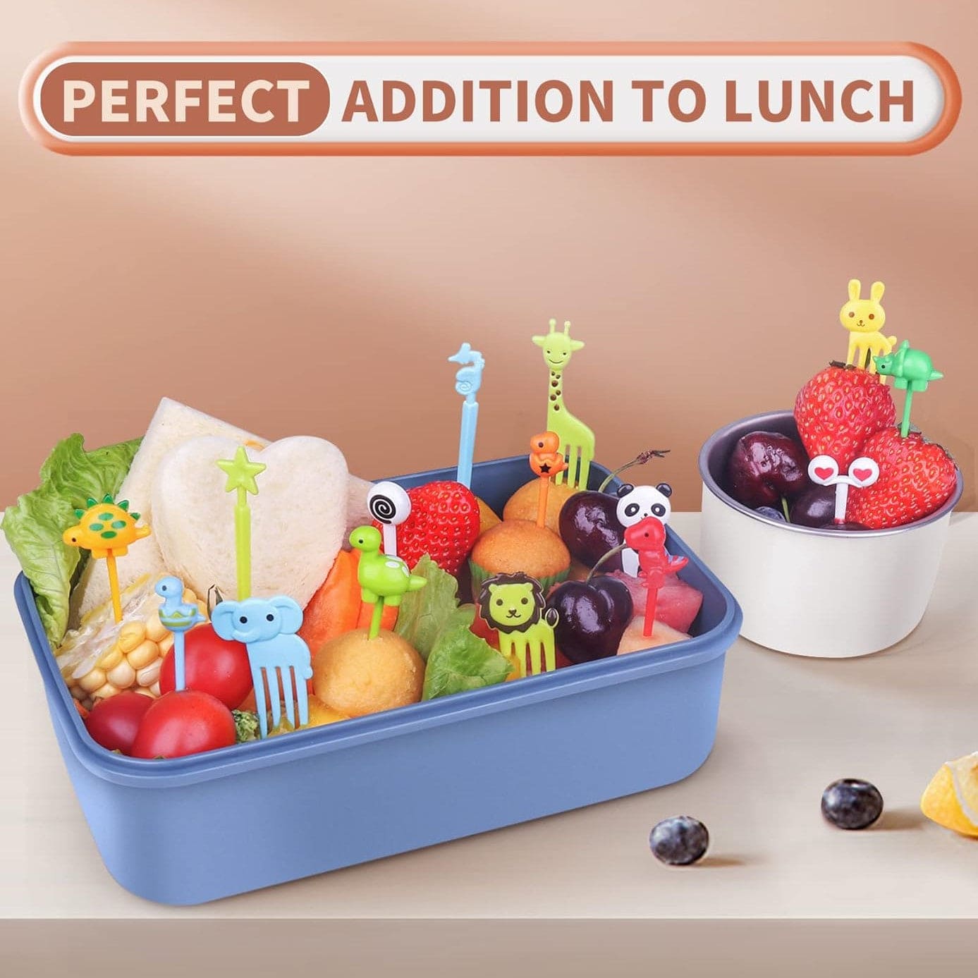 60 Pieces Fruit Forks, Mini Animals, Food Picks, Kids, Fruit Forks, Reusable, Fruit Toothpicks, Mini Dessert Forks, Bento Box Accessories for Lunch Box, Party, Afternoon Tea