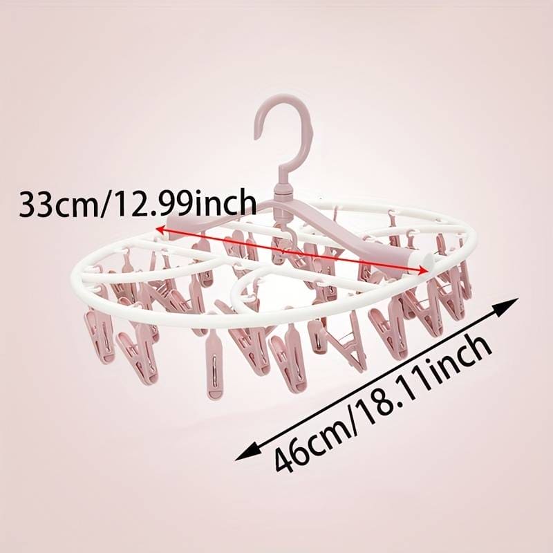 Foldable Cloth Hanger, Multi Clip Socks Drying Rack, 20/32 Windproof Plastic Drying Rack, Dormitory Balcony Clothes Hanger, Artifacts Drying Hooks, Multifunctional Laundry Rack
