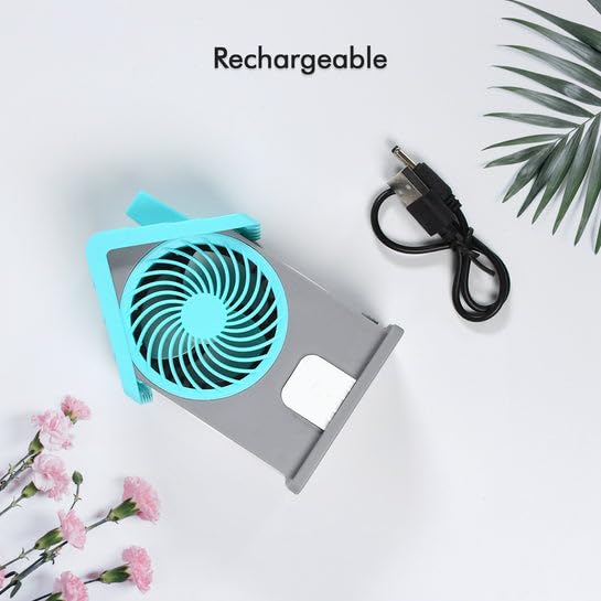 Mini House Fan, 3 Wing Desktop Fan, House Shape Electric Fan, Portable Mute Electric Cooling Fan, Rechargeable Portable Personal Desk Fan