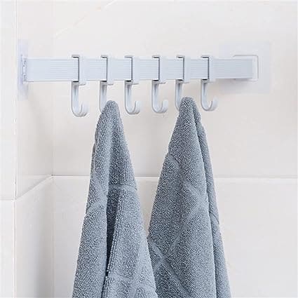Chest Hook Towel Hanger, Multifunction Kitchen Bathroom Storage Hook, 6 Hook Home Organizer Storage Rack, Multipurpose Hook Rack, Double Suction Cup Towel Rack, Multifunction Wardrobe Rack