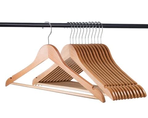 Set Of 3 Wood Hanger, Non-Slip Wooden Hangers, Laundry Cloths Wooden Hanger, Solid Wooden Closet Hanger