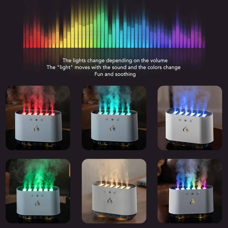6 Nozzle Water Fogger, Dynamic Music Flame Air Humidifier, Home 900ML RGB Led Light  Diffuser, Ultrasonic Cool Mist Maker Lamp Diffuser, 7 Color Aromatherapy Oil Diffuser