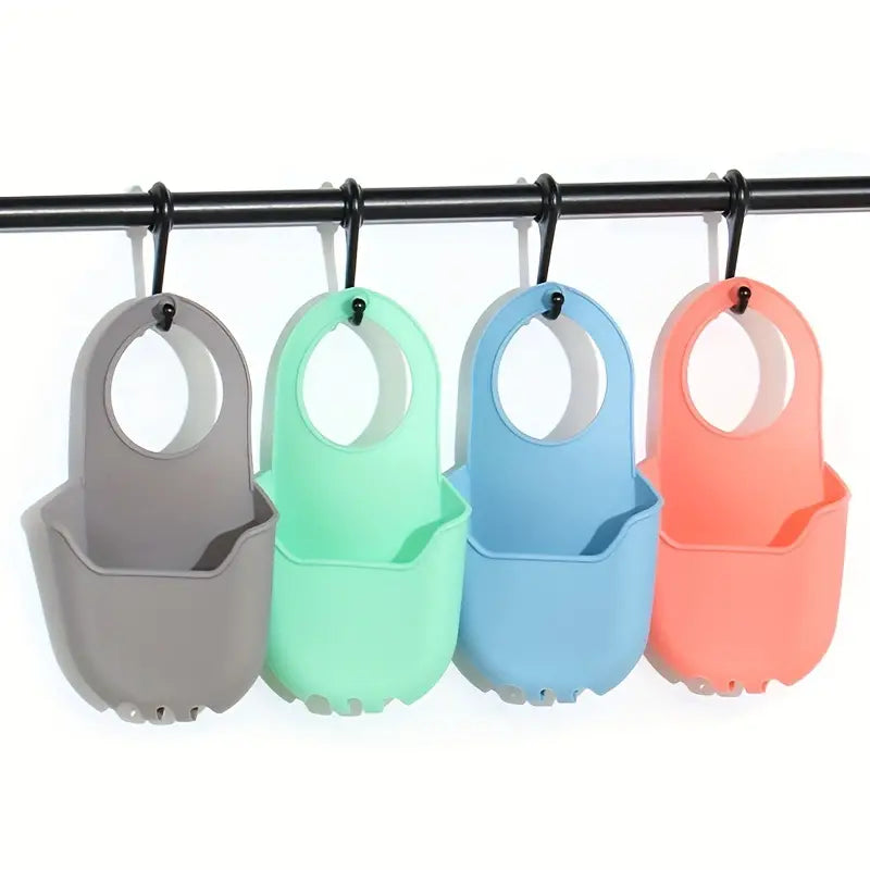 Silicone Hanging Bogg Pouch, Camping Hiking Beach Bag, Phone Holder, Sink Storage Hanging Bag, Dish Drying Rack, Faucet Scrubber Sponges, Hangable Drying Rack Sink Bag Tray, Soap Drain Basket with Buckle