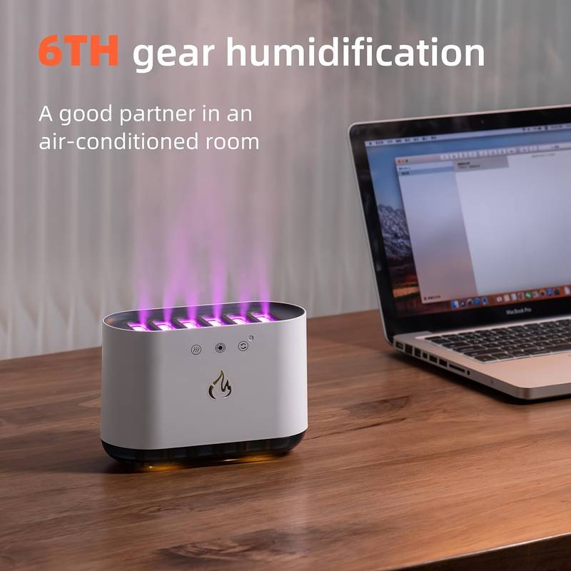 6 Nozzle Water Fogger, Dynamic Music Flame Air Humidifier, Home 900ML RGB Led Light  Diffuser, Ultrasonic Cool Mist Maker Lamp Diffuser, 7 Color Aromatherapy Oil Diffuser