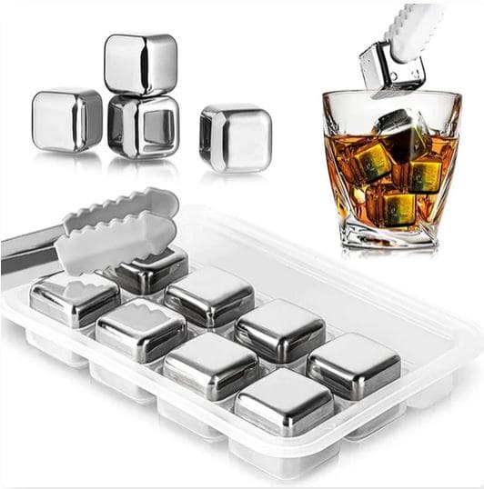 6 Grid Steel Ice Cubes With Clip, Quick Frozen Iced Square Chilling Stone, Reusable Chilling Ice Cubes, Rust-proof Ice Tartar, Multipurpose Kitchen Ice Cube With Tong