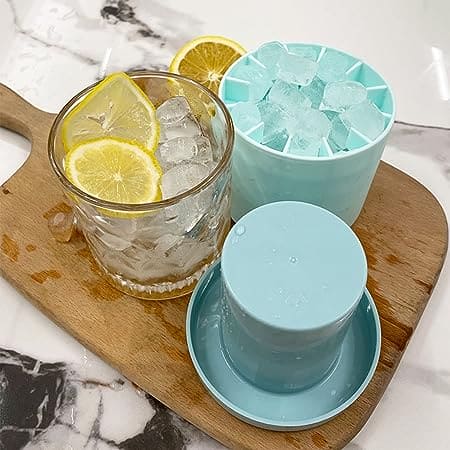 Mini Silicone Ice Bucket, Squishy Ice Cube Bucket, Quickly Freeze Silicone Ice Maker Ice Cup, Cylinder Ice Tray, Easy Release Press Type Ice Grid for Home Camping Travel, 3D Cylinder Silicone Ice Cube Tray, Decompress Ice Lattice