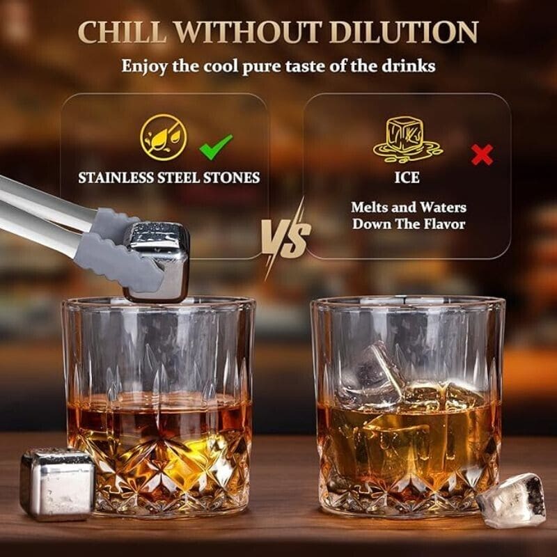 6 Grid Steel Ice Cubes With Clip, Quick Frozen Iced Square Chilling Stone, Reusable Chilling Ice Cubes, Rust-proof Ice Tartar, Multipurpose Kitchen Ice Cube With Tong