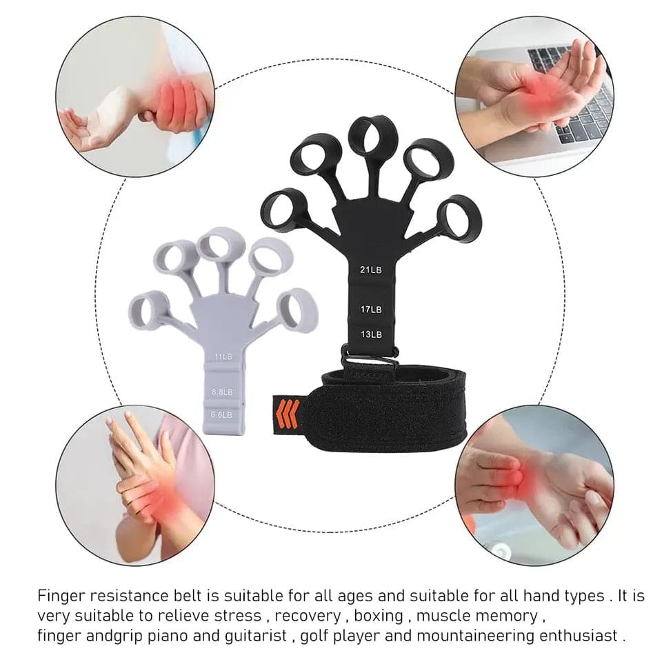Finger Gripper, 6 Resistant Finger Exerciser, Patients Hand Recovery Physical Tools, Guitar Finger Strengthener, Silicone Gripster Grip, Finger Stretcher Hand Grip, Finger Sleeve for Guitar, Hand Therapy and Training Device