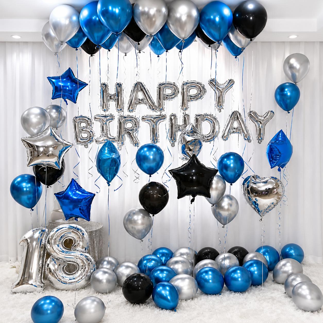 Silver Blue 73 Pcs HBD Party Deal