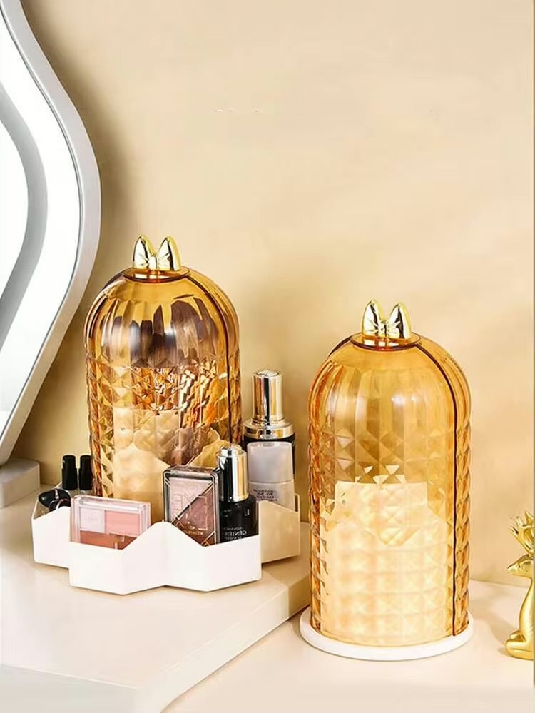 360° Rotating Makeup Brush Storage Organizer, Large Capacity Lipsticks Holder, Multi Purpose Dustproof Storage Rack,  Dressing Table And Desktop Organizer