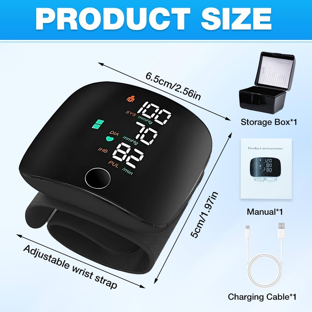 Adjustable Wrist Blood Pressure Monitor with LCD Display, Automatic Wrist BP Machine With Voice Broadcast