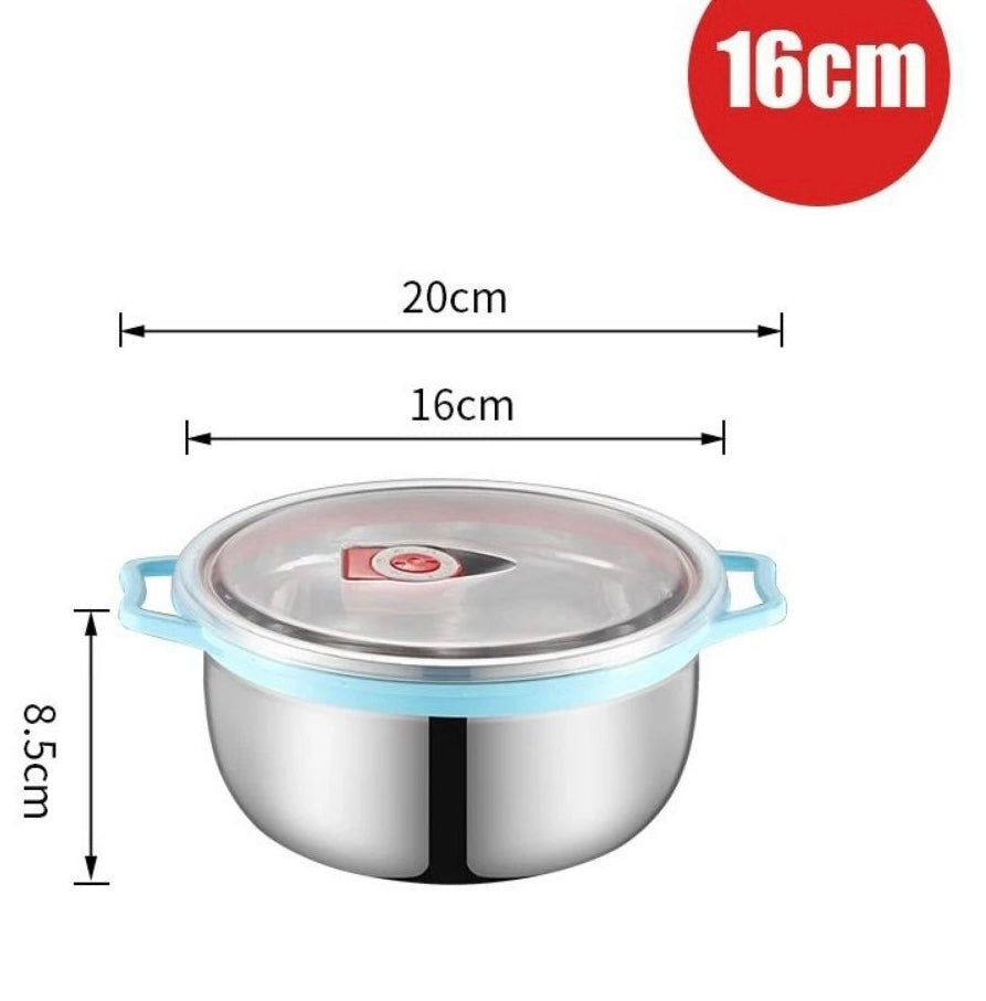 3pcs Stainless Steel Food Storage Bowls with Airtight Lids, Leak Mixing Bowl Set with Lids, Multipurpose Stainless Steel Bowl Set