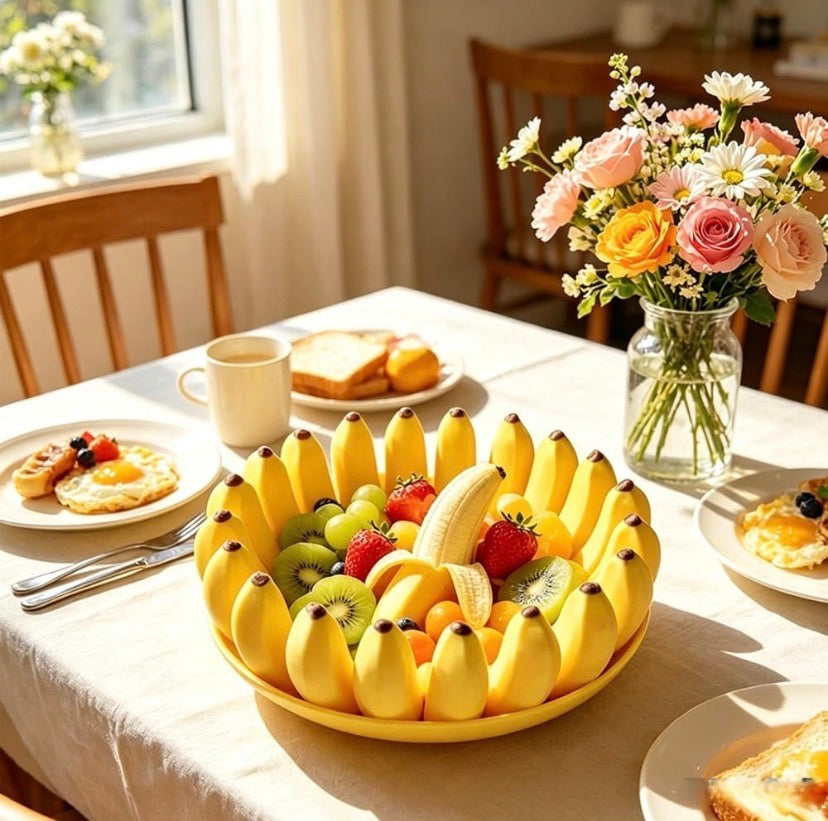 3D Banana Shaped Fruit Basket, Decorative Tabletop Fruit Bowl, Whimsical Fruits Basket, Fruit Storage Basket, Banana Ring Fruit Serving Basket, Cartoon Style Banana Fruit Holder