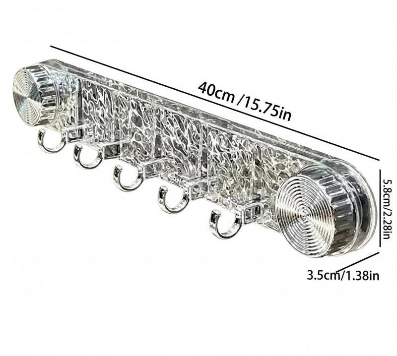 Acrylic Transparent Vacuum Suction Hanger, No Drill Multipurpose Wall Hooks, Heavy Duty Suction Cup Wall Hook Rack