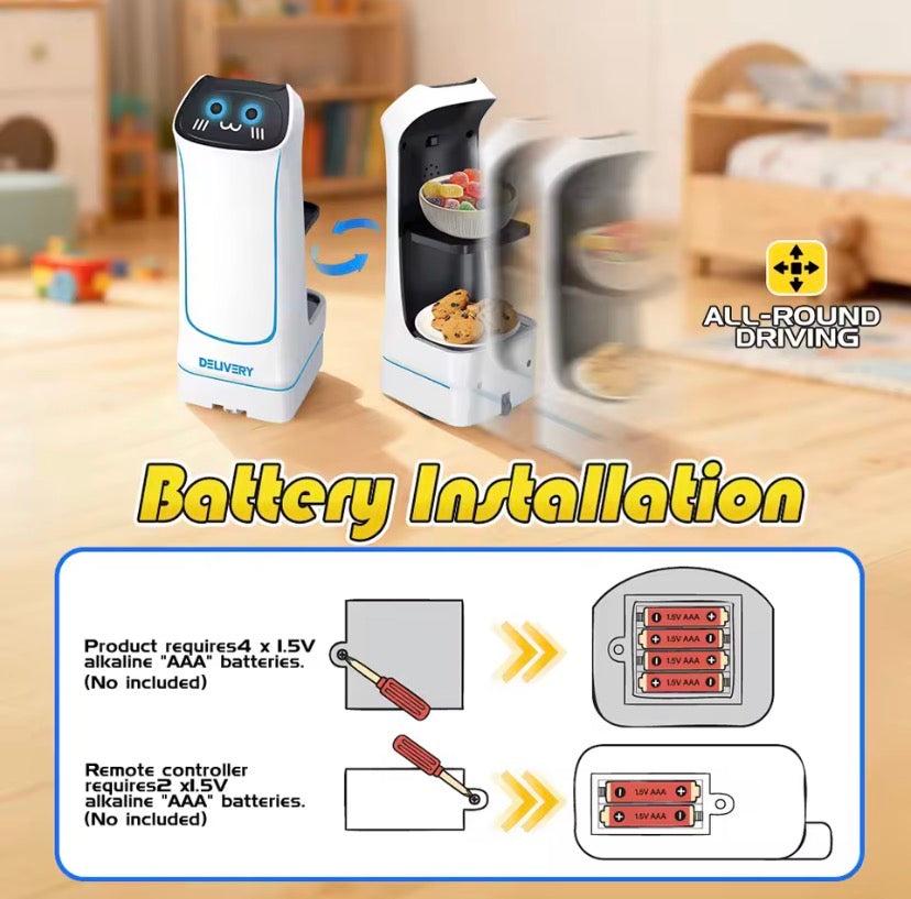Smart Automatic Food Delivery Robot with Remote Control, Automatic Food & Beverage Serving Assistant, Robotic Waiter for Home and Office