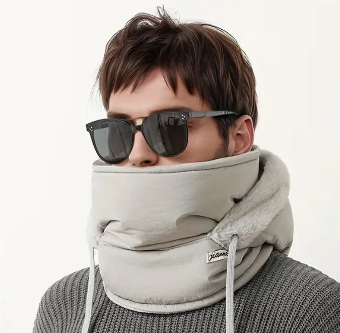 Winter Waterproof Hood with Face Mask, Plush Fleece Hood with Built In Face Mask, Cozy Thermal Face Cover Hood