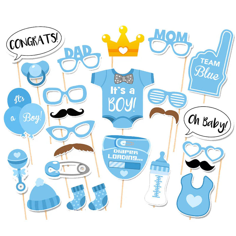 25 Pcs Baby Shower Props, It's A Girl/ Boy Decorations Party Baby Shower Photo Booth, Mommy to Be Sash Baby Shower Party