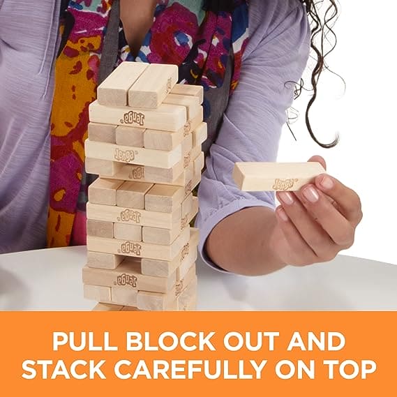 Mini Jenga Wood Block Game, Stacking Tumbling Tower Kids Game, Wood Block Tower Game for Kids and Adults