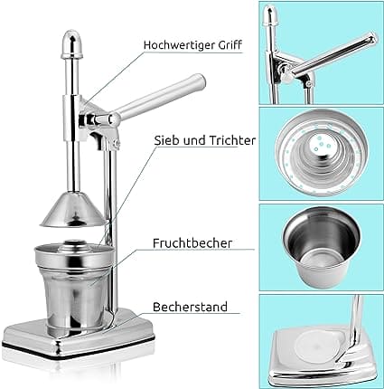 Manual Citrus Juicer, Squeezer for Fresh Fruit Juice, Hand Citrus Fruit Juice Machine, Stainless Steel Fruit Juice Squeezer