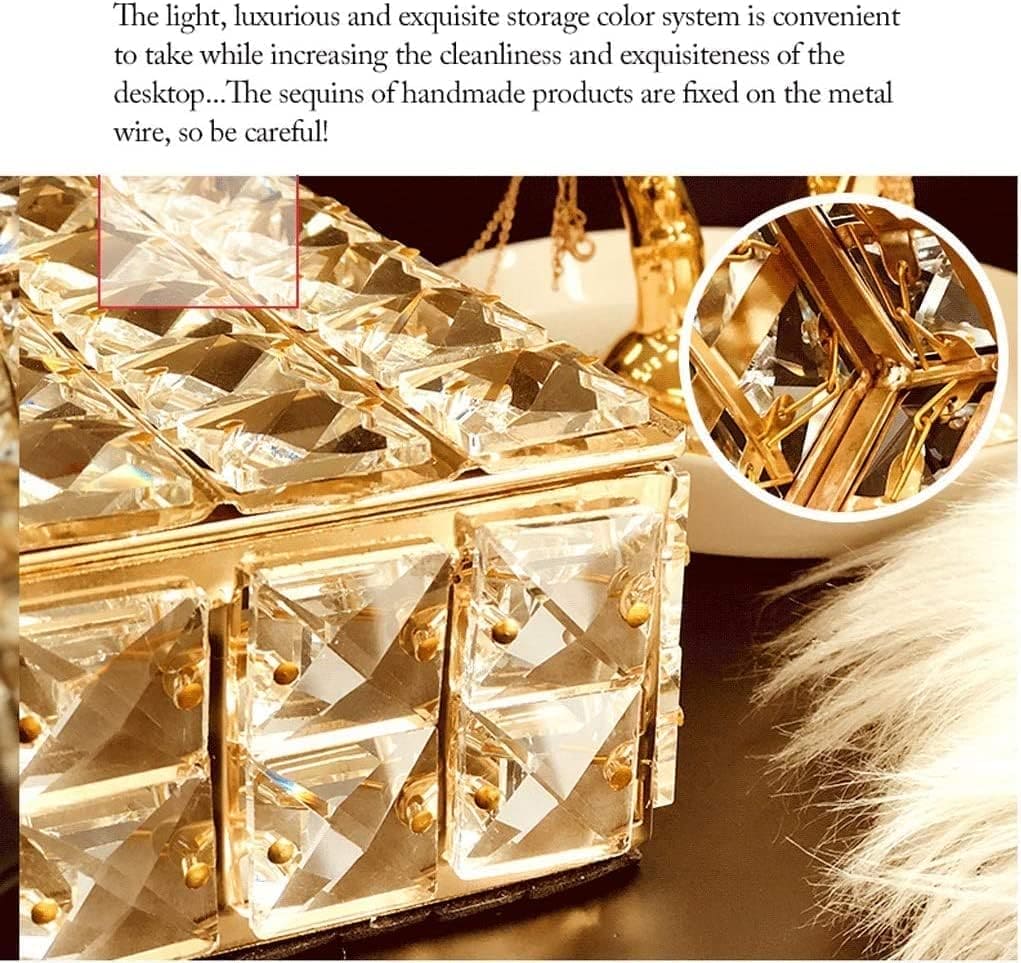 Cabilock Crystal Jewellery Box, Portable Rectangular Crystal Jewelry Organizer, Desk Topper Decor Jewelry Display Case, Crystal Hollow Jewellery Holder, Nordic Personalized Jewelry Box