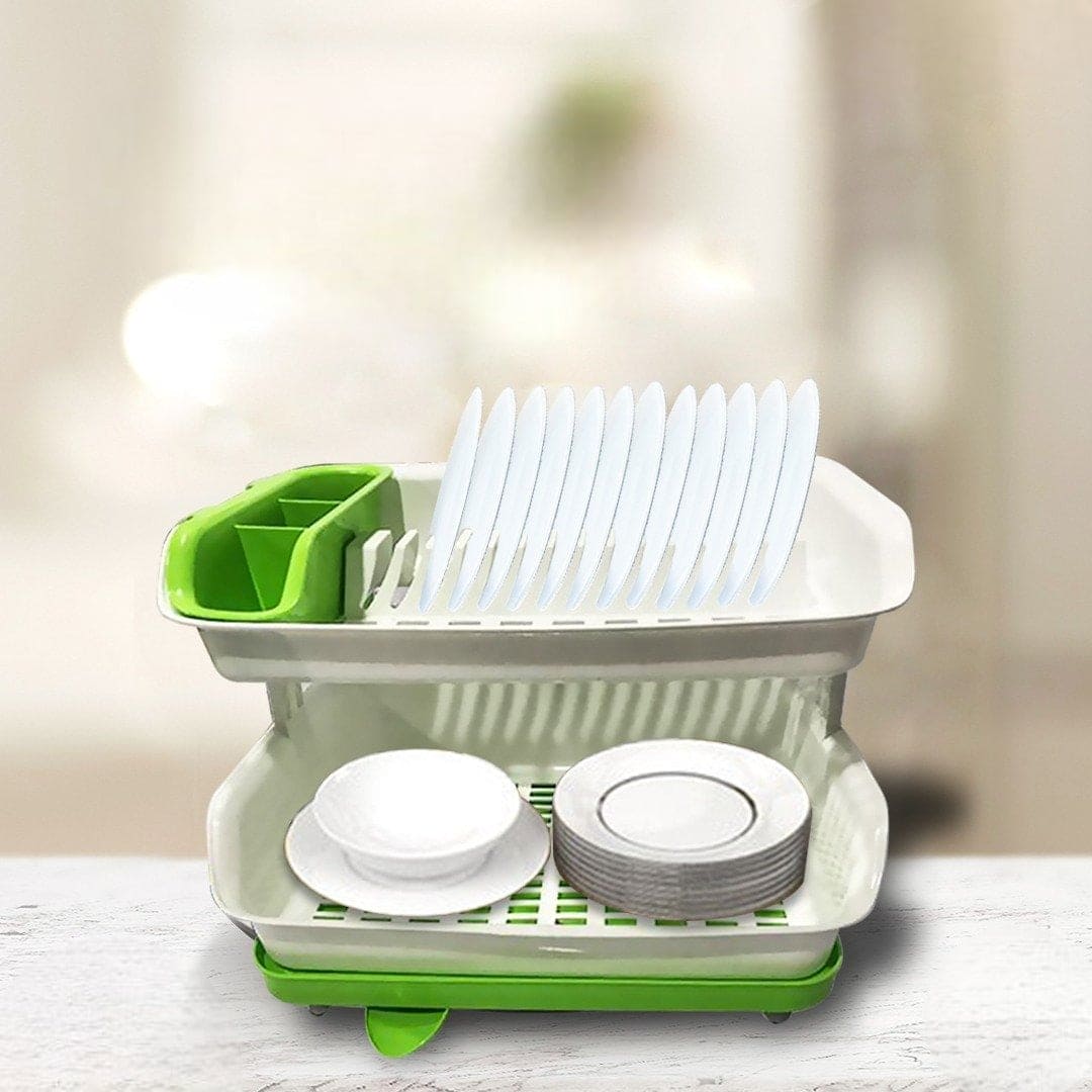 Kitchen Master Plate Stand, Double Layer Dish Drainer, Kitchen Utensils Organizer, Portable Kitchen Storage Rack, Multipurpose Stackable Organizer, Dish Drying Rack, Dishes Cutlery Dry Rack, Kitchen Bowl Plate Tableware Rack, Dinnerware Organizer Basket