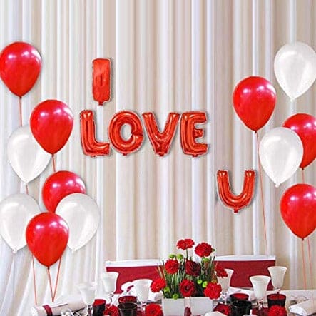 I Love U Foil Balloons, Love Balloons for Anniversary, I Love You Red Foil Balloon