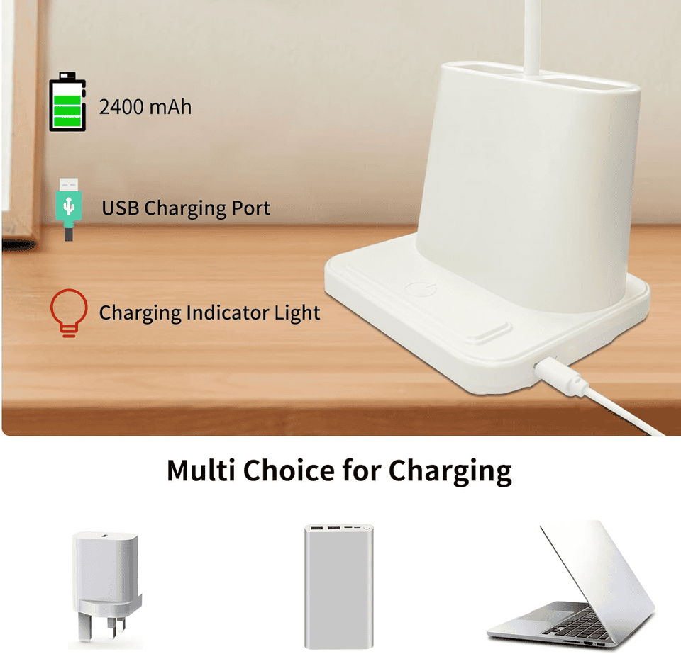 LED Table Lamp With Pen Holder, Long Bright Learning Light, Touch Control Night Light, Rechargeable Study Lamp, 3 Modes Dimming Bedside Light, Adjustable Gooseneck Reading Lamp
