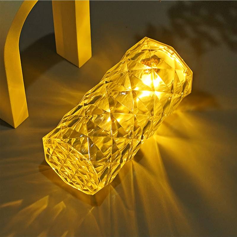 Romantic Rose Crystal Lamp, Mini Petals Diamond Table Lamp, Dimmable Golden Desk Lamp, Nordic Crystal Rechargeable Table Lamp, LED Romantic Desk Light