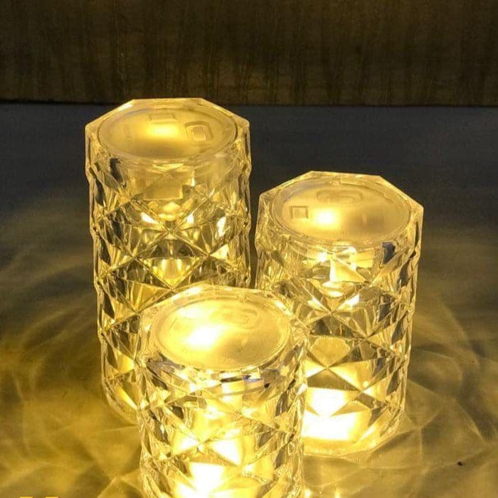 Romantic Rose Crystal Lamp, Mini Petals Diamond Table Lamp, Dimmable Golden Desk Lamp, Nordic Crystal Rechargeable Table Lamp, LED Romantic Desk Light