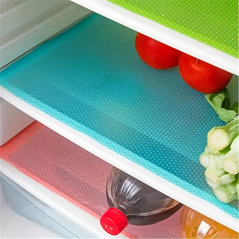 Silicone Fridge Liner, Multifunctional Refrigerator Mat, Anti Frost Waterproof Pad, Non Adhesive Kitchen Drawer and Cabinet Liner EVA Fridge Mats for Shelf, Washable Liners for Home Kitchen