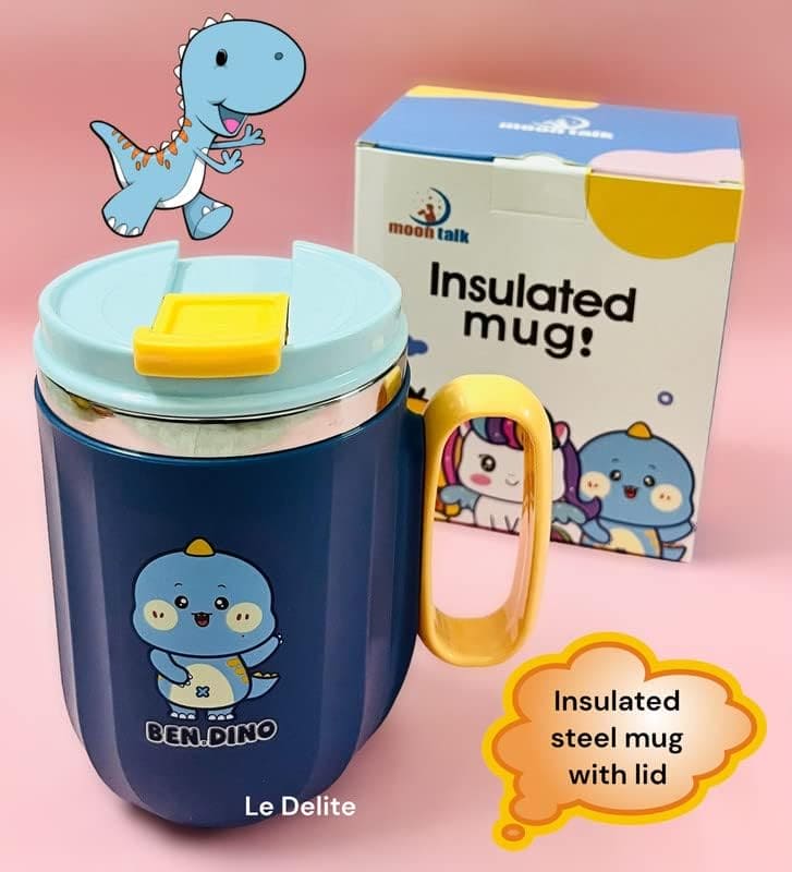 Kids Cartoon Insulated Mug, Stainless Steel Mug with Lid for Kids, Milk Drinking Mug for Kids, Insulated Vacuum Coffee Cup