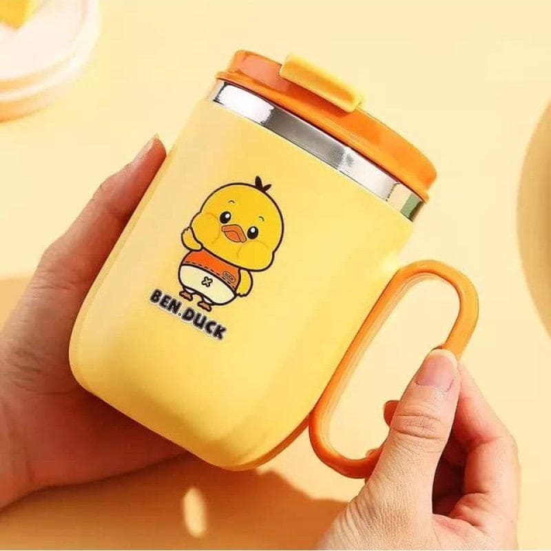 Kids Cartoon Insulated Mug, Stainless Steel Mug with Lid for Kids, Milk Drinking Mug for Kids, Insulated Vacuum Coffee Cup