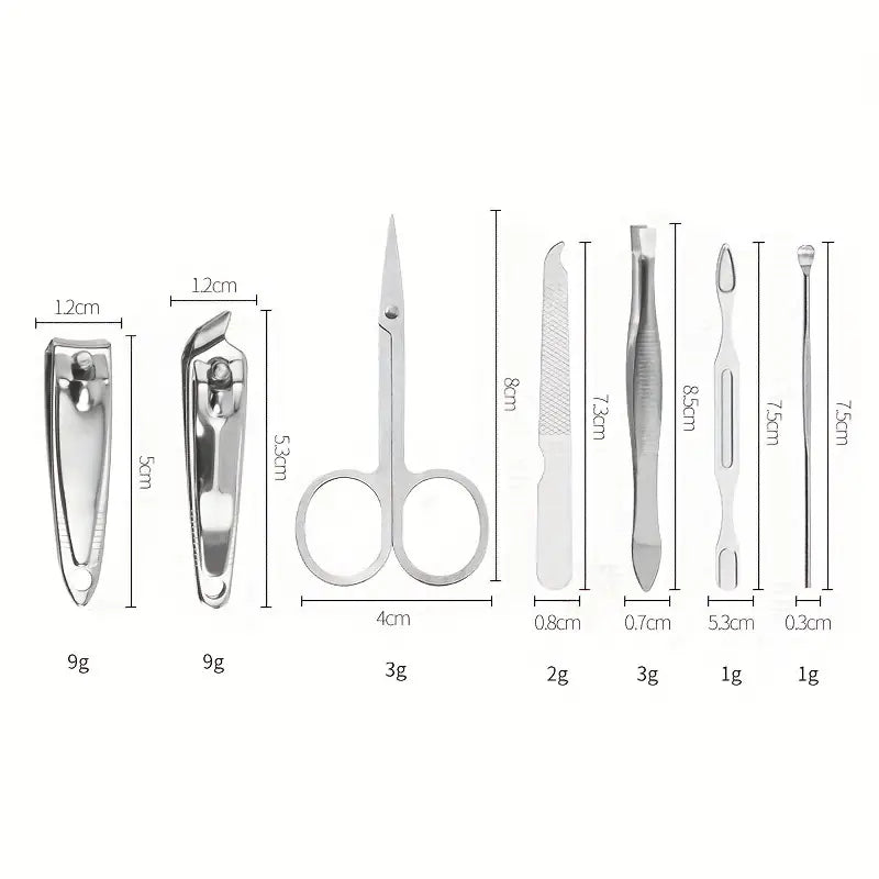 7 In 1 Manicure Kit, Carbon Steel Professional Pedicure Kit, Nail Scissors Grooming Kit with Leather Travel Case, Men Women Manicure Pedicure Kit, Nail Care Tool For Home Use