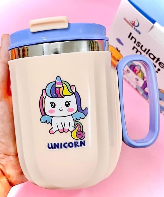 Kids Cartoon Insulated Mug, Stainless Steel Mug with Lid for Kids, Milk Drinking Mug for Kids, Insulated Vacuum Coffee Cup