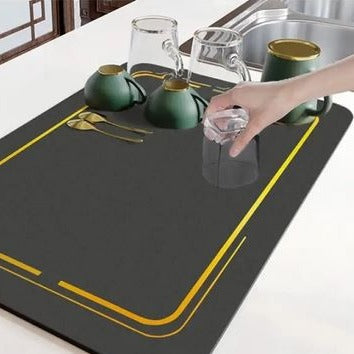 Anti Slip Dish Drying Mat, Simple Mud Table Mat, Kitchen Countertop Drying Mat