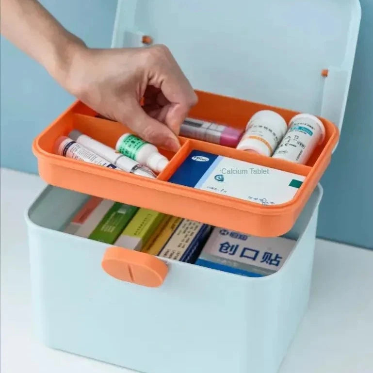 Double Layer Medicine Box, Family Travel Portable First Aid Box, Medicine Storage Box, Family Nursing Medicine Box, Large Capacity Emergency Medical Small Medicine Box