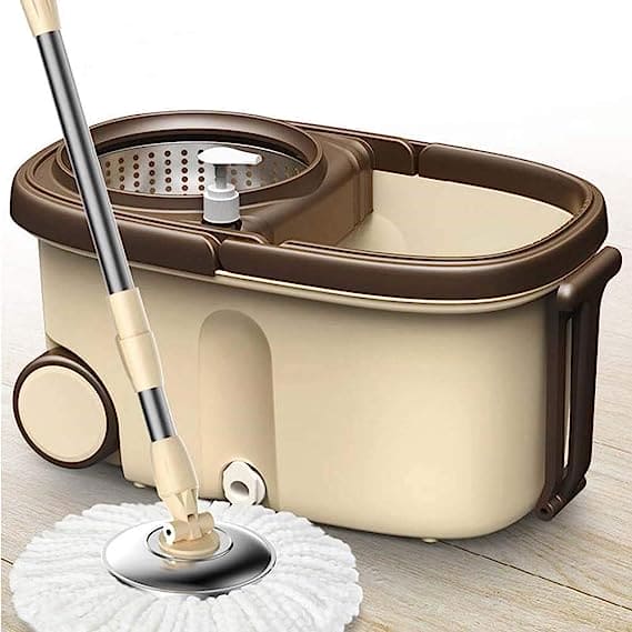 Spin Bucket Mop, Household Magic Spin Mop Bucket, Double Drive Hand Pressure Rotating Mop, 360 Easy Wring Microfiber Spin Mop, Corner Mop With Bucket Basket, Home Kitchen Bathroom Floor Cleaning, Magic Rotating Mop With Bucket