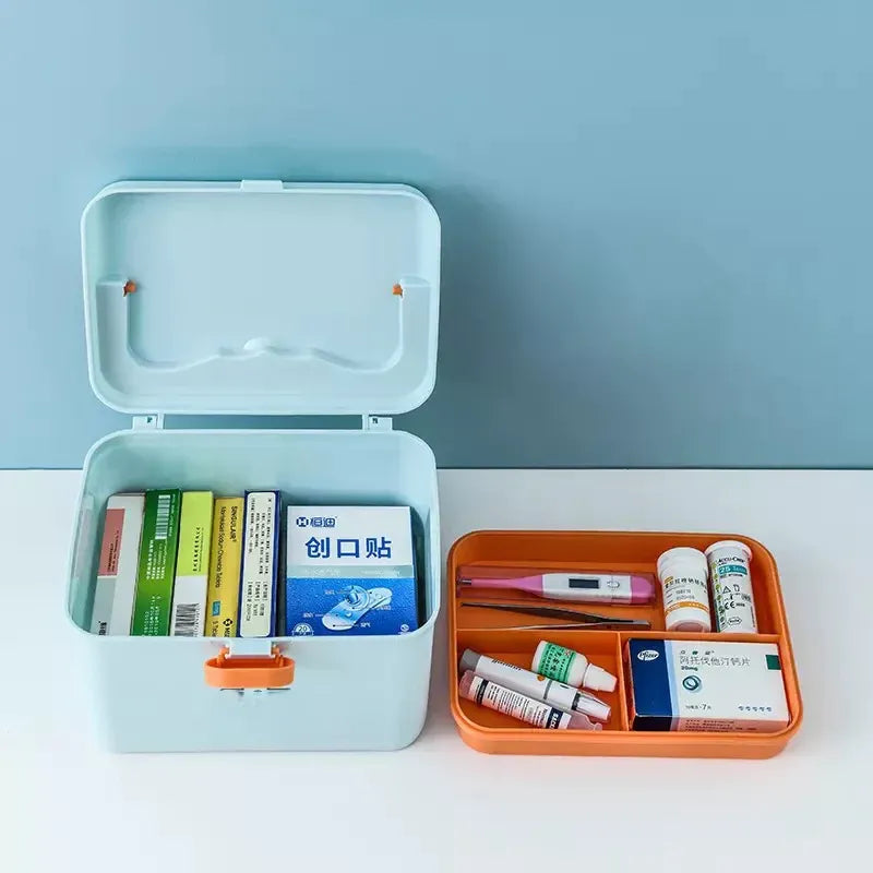 Double Layer Medicine Box, Family Travel Portable First Aid Box, Medicine Storage Box, Family Nursing Medicine Box, Large Capacity Emergency Medical Small Medicine Box