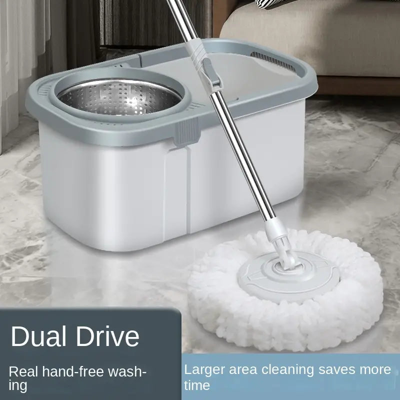 Rectangular Automatic Spin Mop, Hand Free Floor Cleaning Microfiber Mop, Magic Rotating Mop With Bucket, Manual Washing Dual Drive Rotating Mop, Dust Removal Mop Home Kitchen Bathroom Floor Cleaning Mop